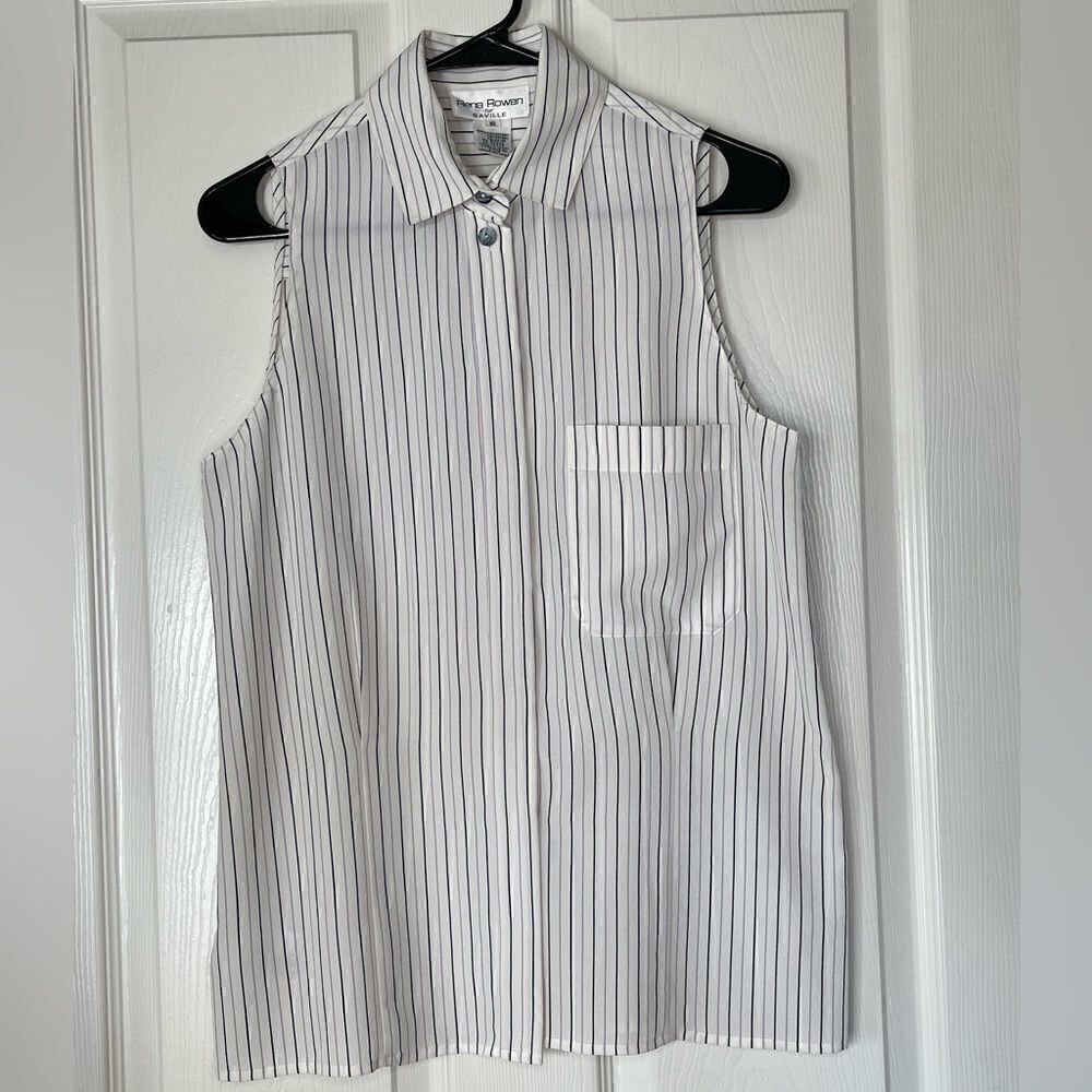Rena Rowan sleeveless stripe blouse size 10